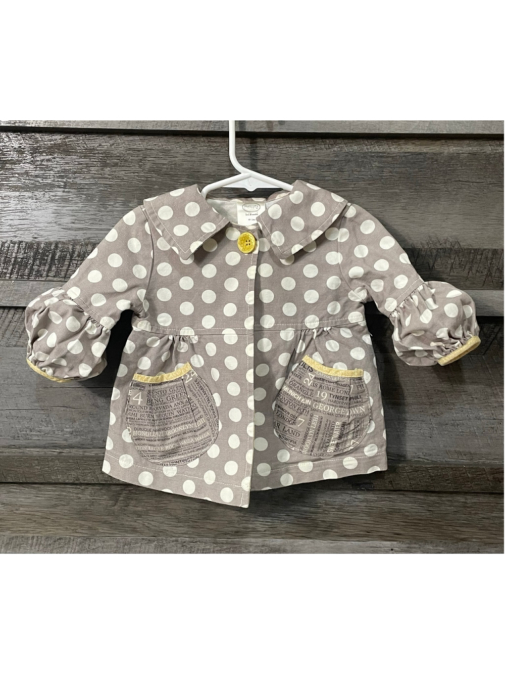 Persnickety Clothing Baby Girl Gray Polka Dot Jacket/Pea Coat Size 18 Months
